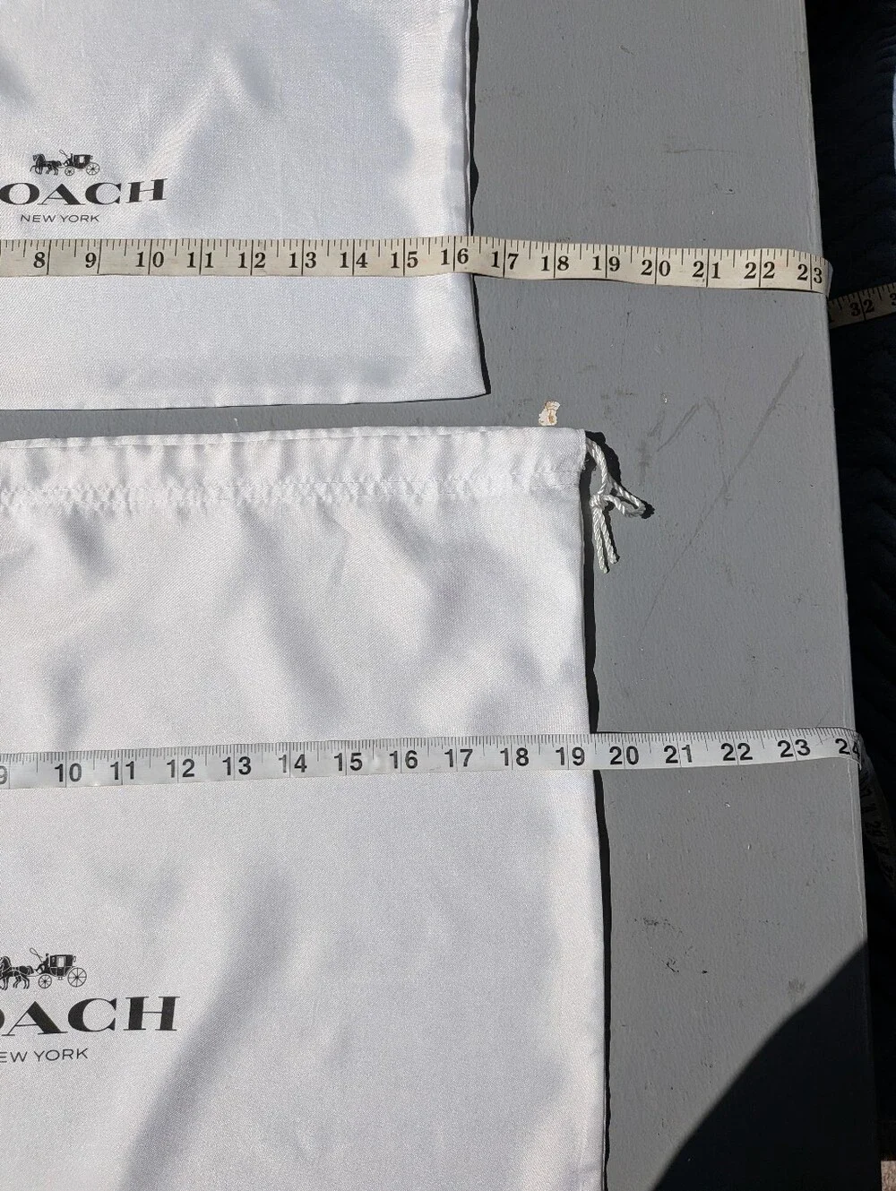 Coach White Satin Drawstring Dust Bags with Black Logo